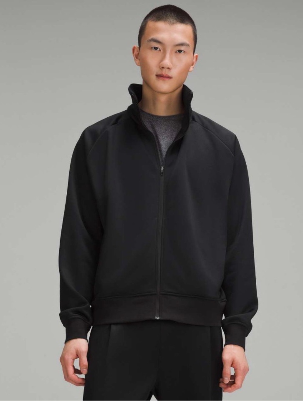 Lululemon Mens Track Jacket Black Long Sleeve Full‎ Zip Fleece Training  XL